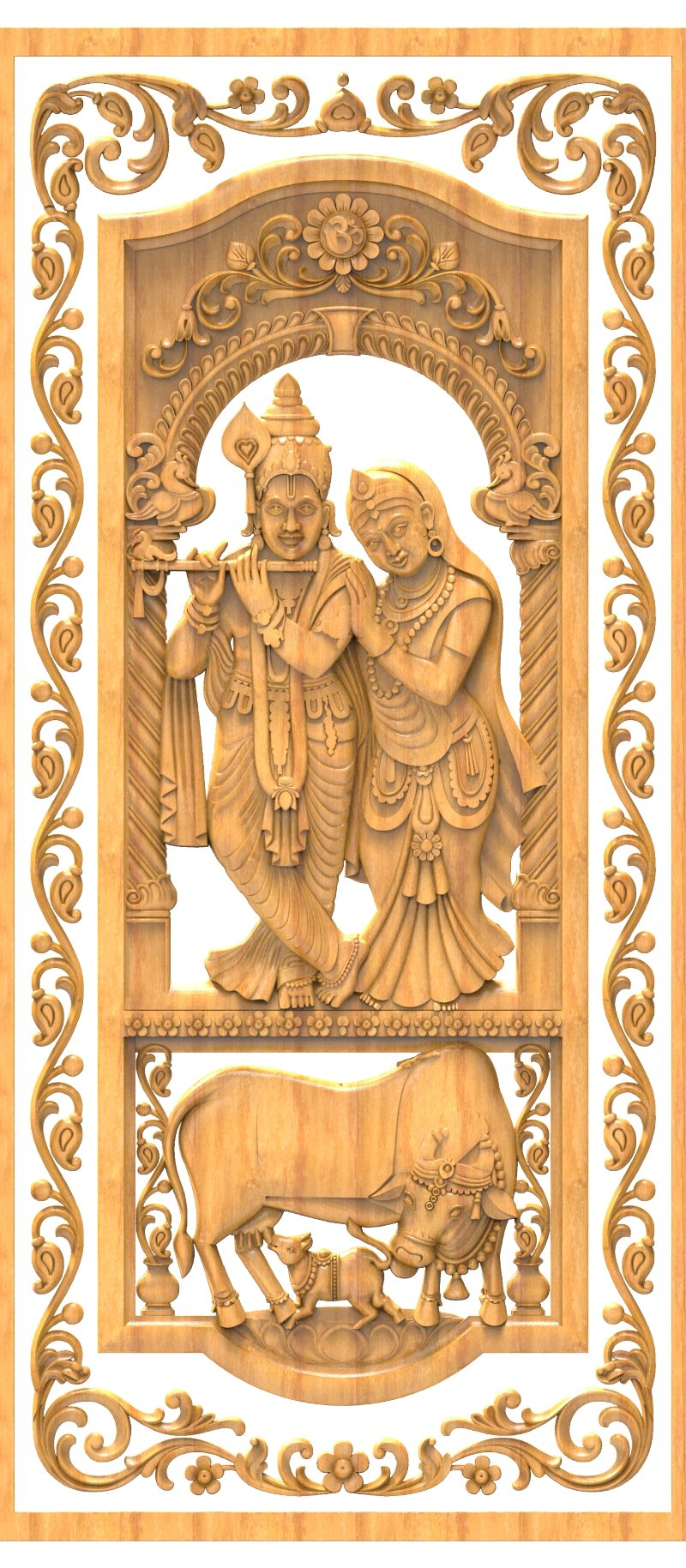 JK RARE COLLECTION - PAGE-07 Radha Krishna Divine Carved Temple Door 3D Model